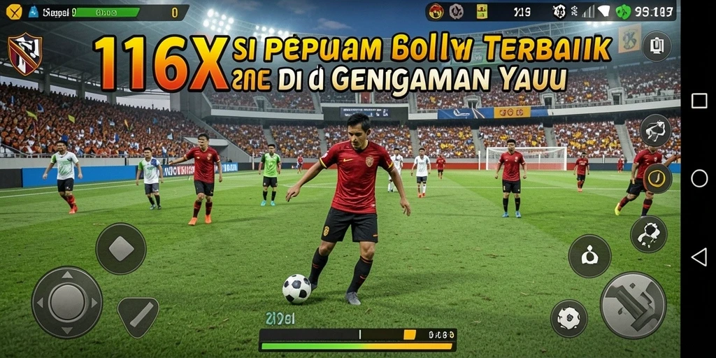 Tangkapan layar utama 116X menampilkan aksi sepak bola yang mendebarkan.
