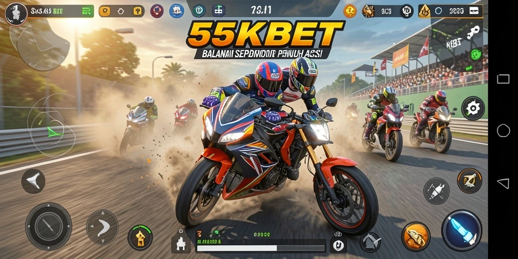 Tangkapan layar 55KBET menampilkan balapan sepeda motor yang mendebarkan.