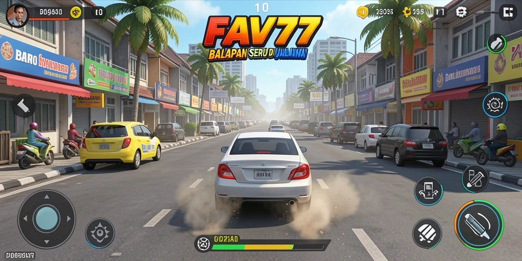 Tampilan menarik dalam gameplay balapan FAV77 yang seru.