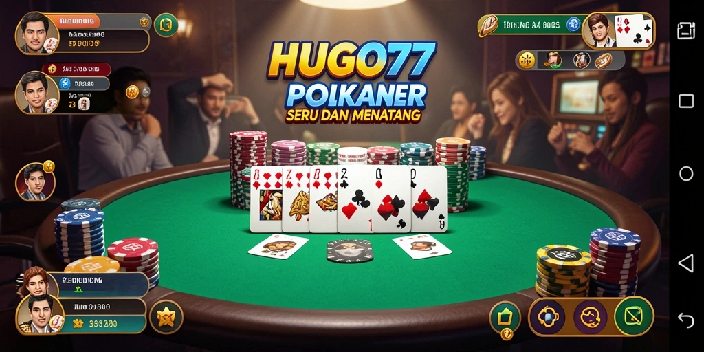 Screenshot gameplay HUGO77 yang menampilkan permainan poker yang mendebarkan.