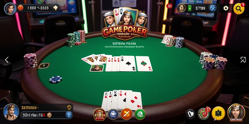 Screenshot gameplay ST789 menampilkan suasana permainan Poker yang seru dan menegangkan.