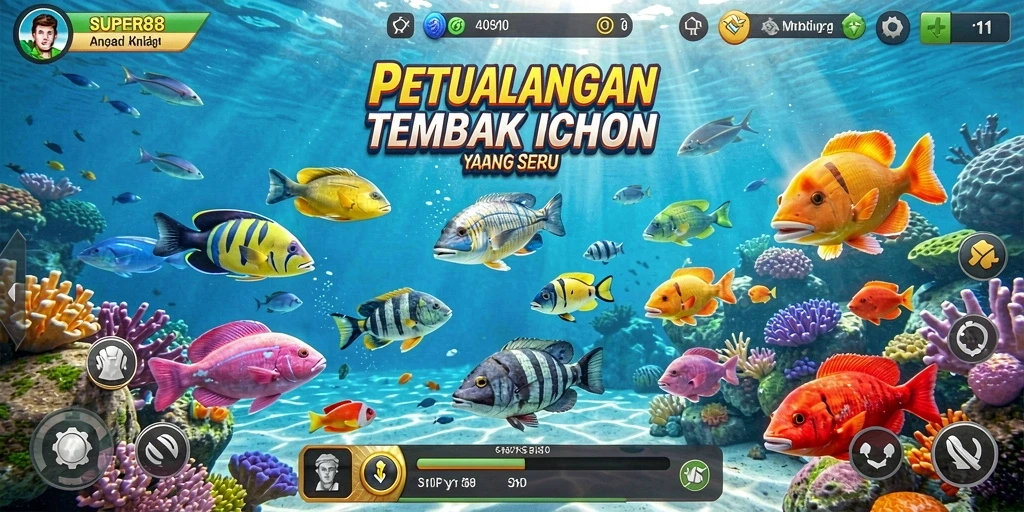 Tampilan gameplay SUPER88 yang seru saat menangkap ikan.