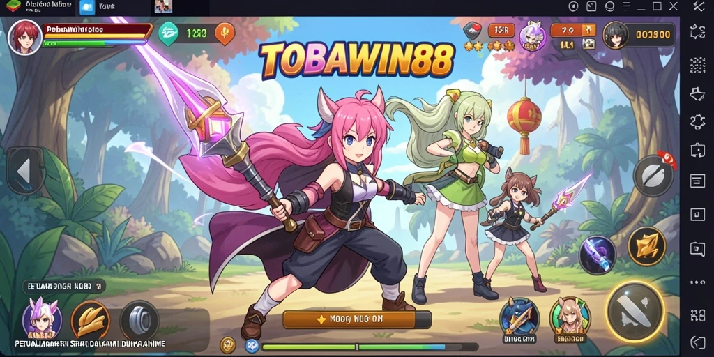 Gameplay TOBAWIN88 dengan karakter anime yang menarik.