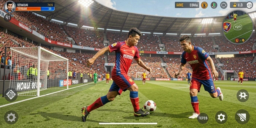 Tangkapan layar V21 menunjukkan aksi mendebarkan dalam pertandingan sepak bola.