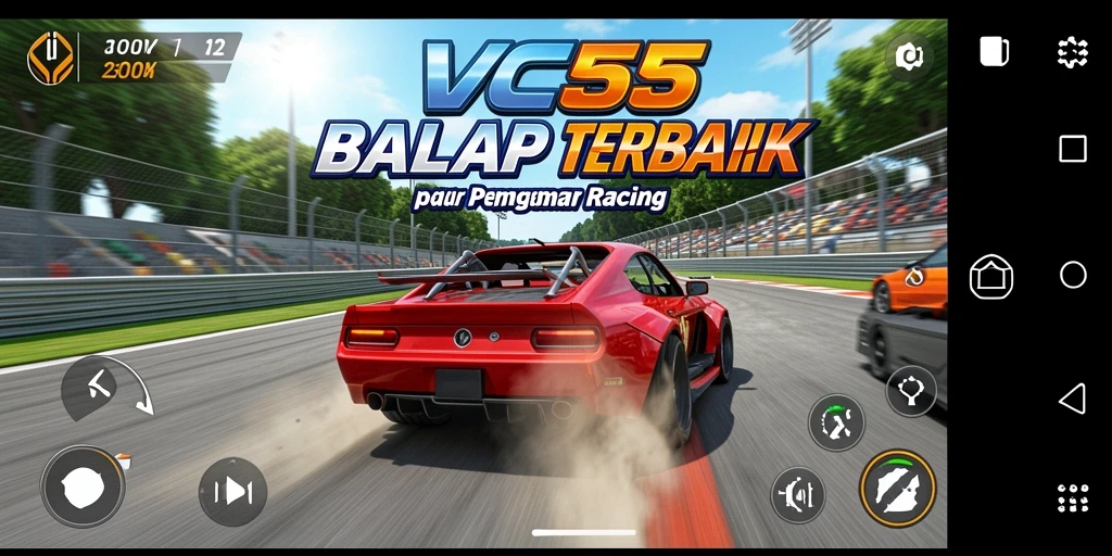 Tampilan gameplay VC55 dengan mobil balap yang memukau.