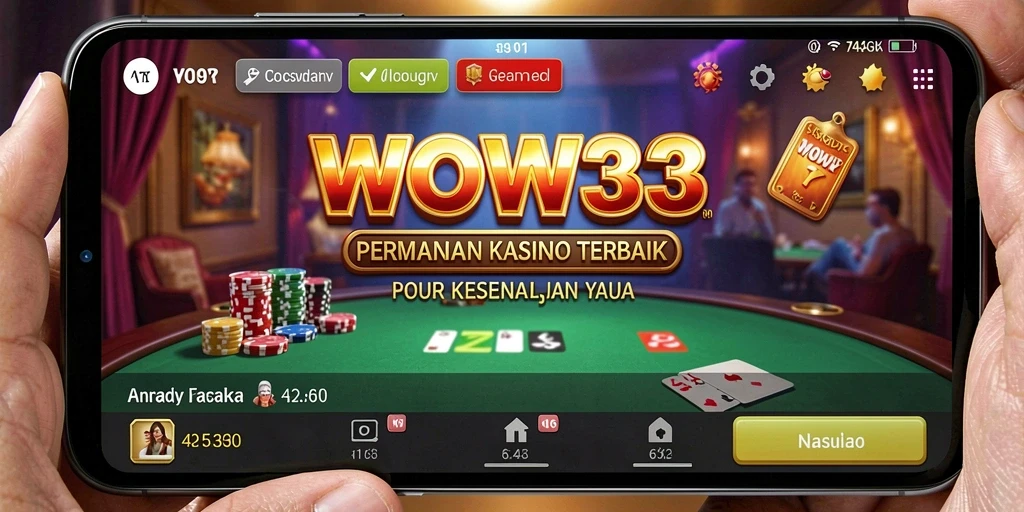 Screenshot utama WOW33 menampilkan gameplay kasino yang mendebarkan.